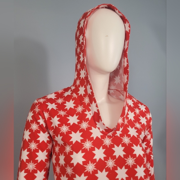Anna Kay Fashions lightweight hoodie red with white stars size Medium - Picture 8 of 14